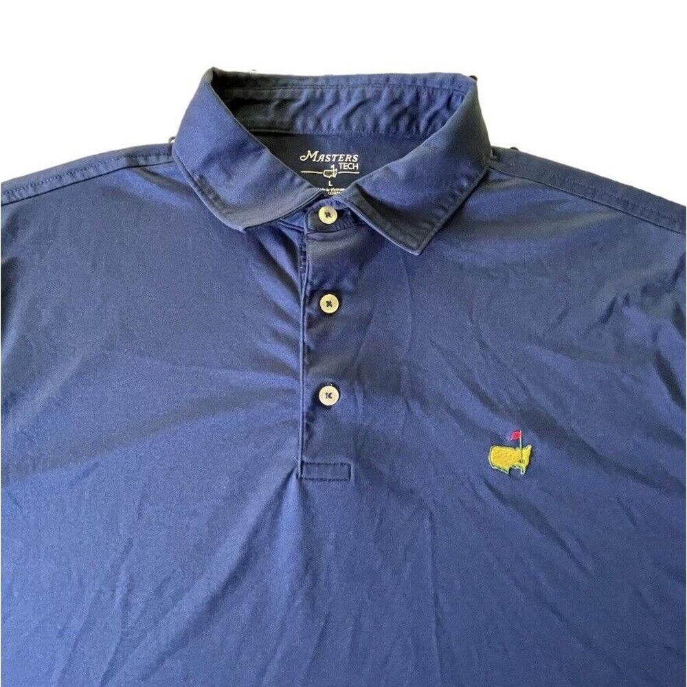 Masters Tech Augusta National Golf Polo Shirt Spandex Blend Logo Blue Large Men
